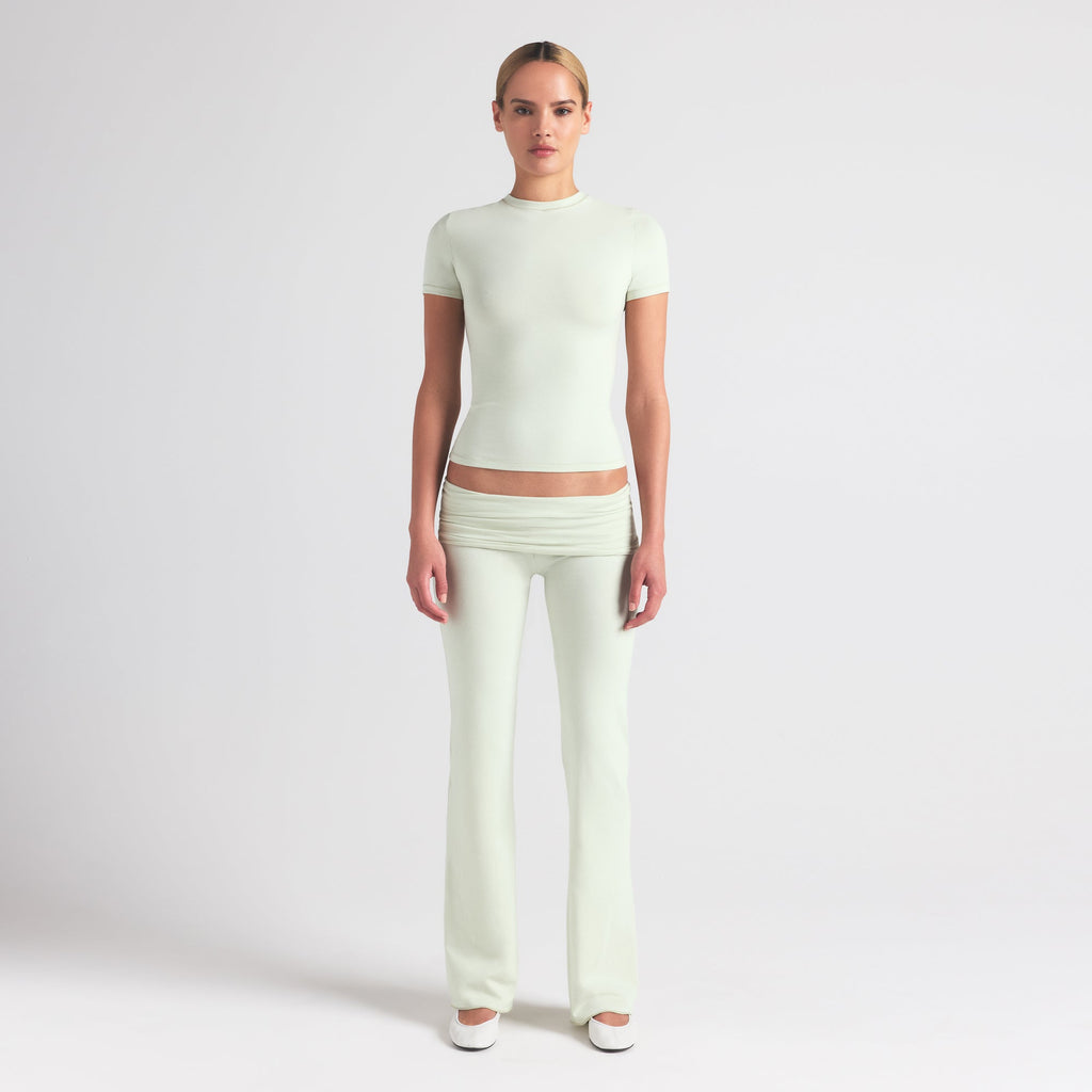COTTON JERSEY FOLDOVER PANT | SPEARMINT