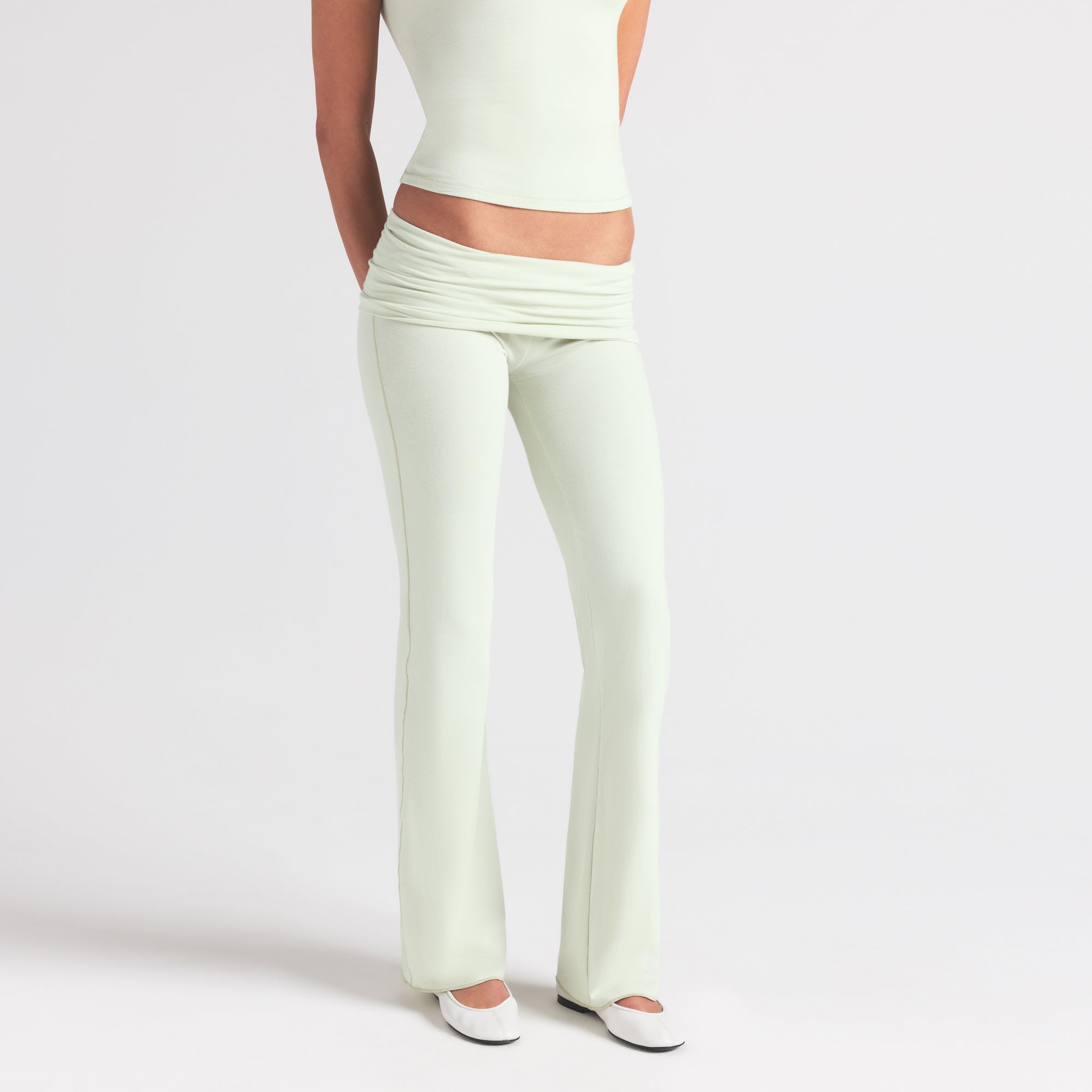 COTTON JERSEY FOLDOVER PANT | SPEARMINT