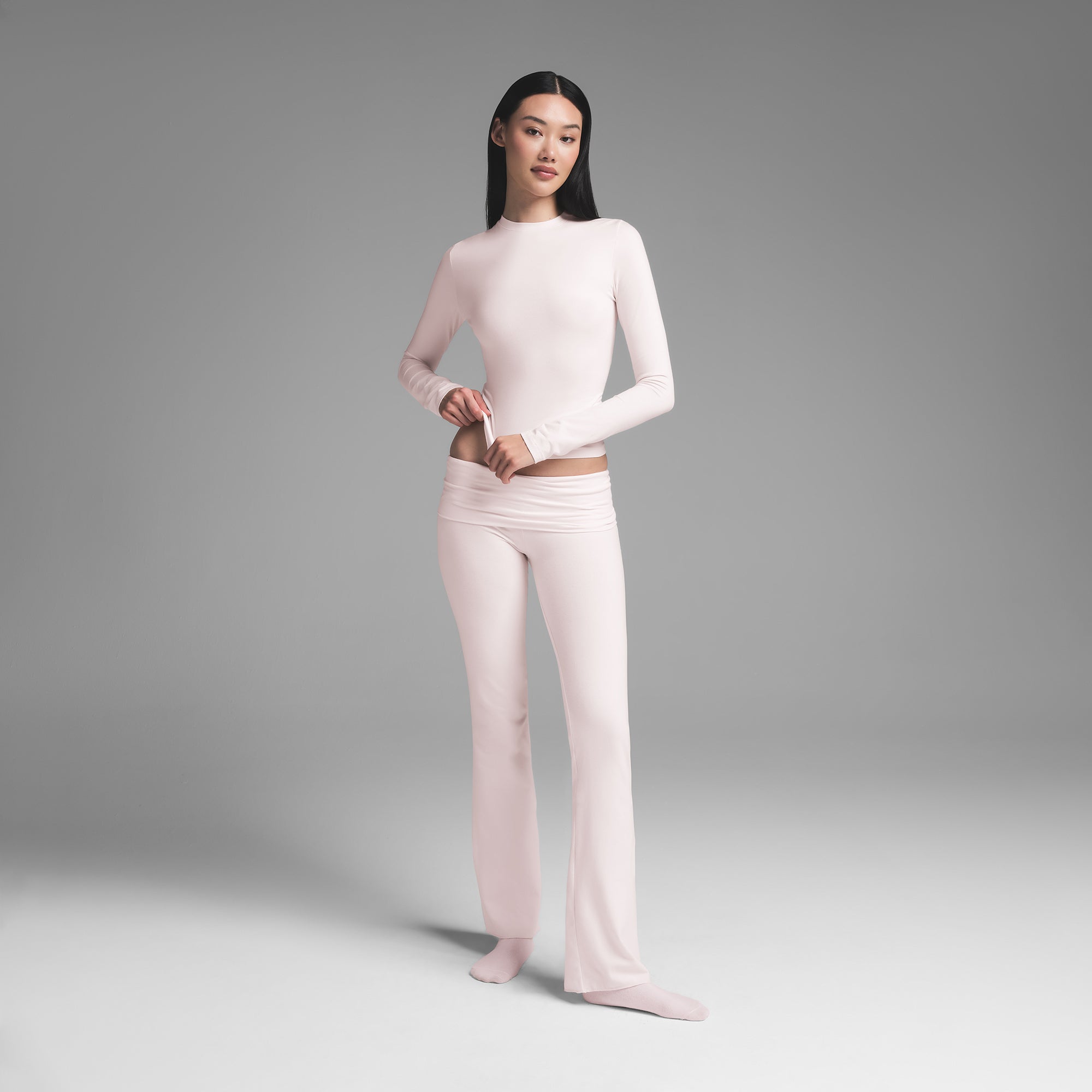 COTTON JERSEY LONG SLEEVE T-SHIRT | BARELY PINK