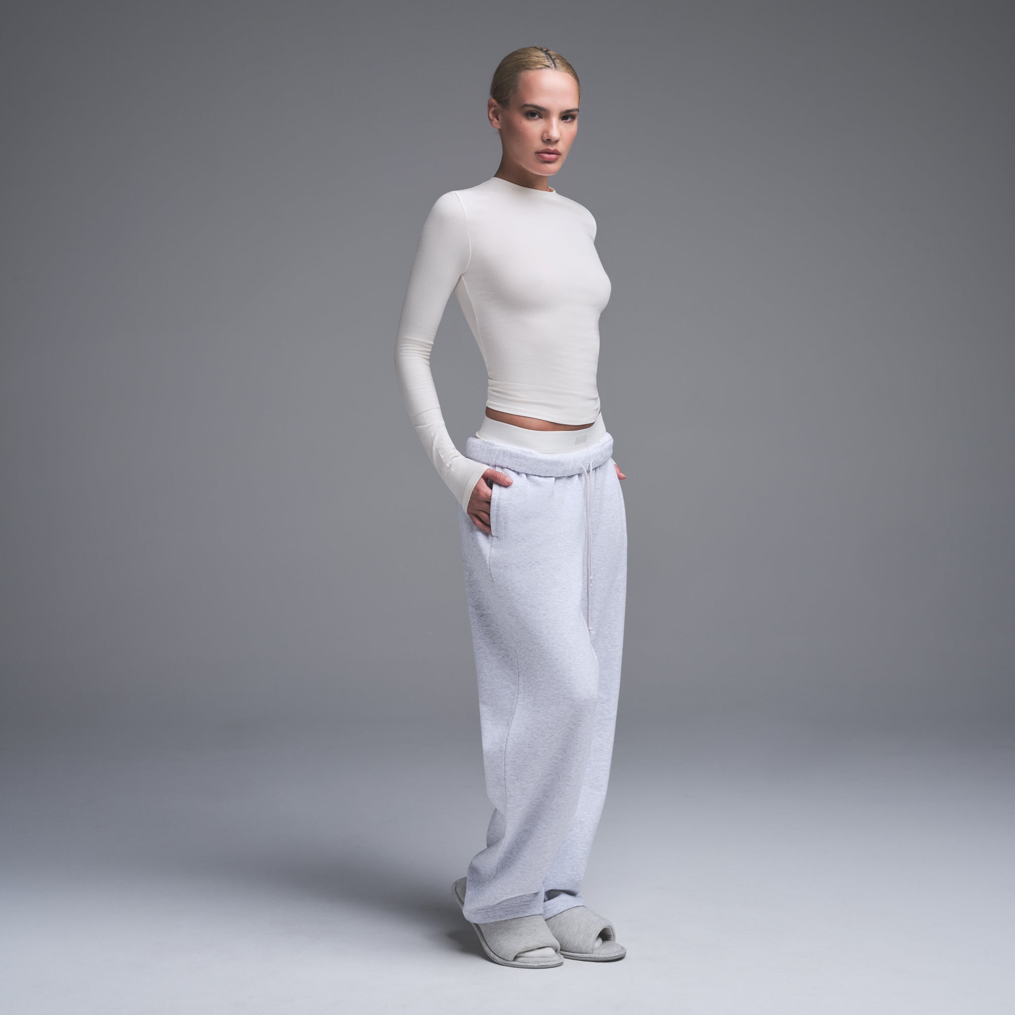 COTTON JERSEY LONG SLEEVE T-SHIRT | MARBLE