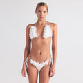 BRIDAL SWIM RUFFLE DIPPED TIE BIKINI BOTTOM | SNOW