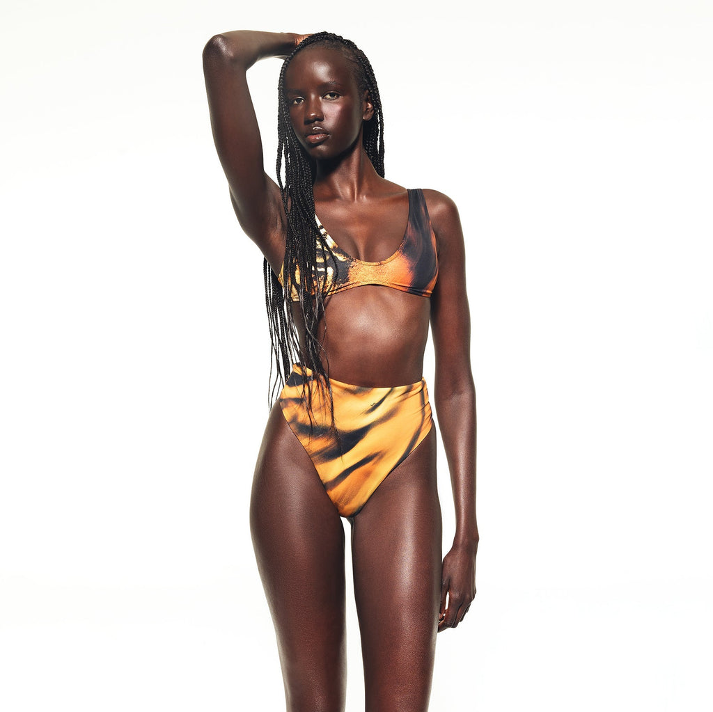 ROBERTO CAVALLI X SKIMS HIGH-WAISTED BIKINI BOTTOM | TIGER FACE PRINT