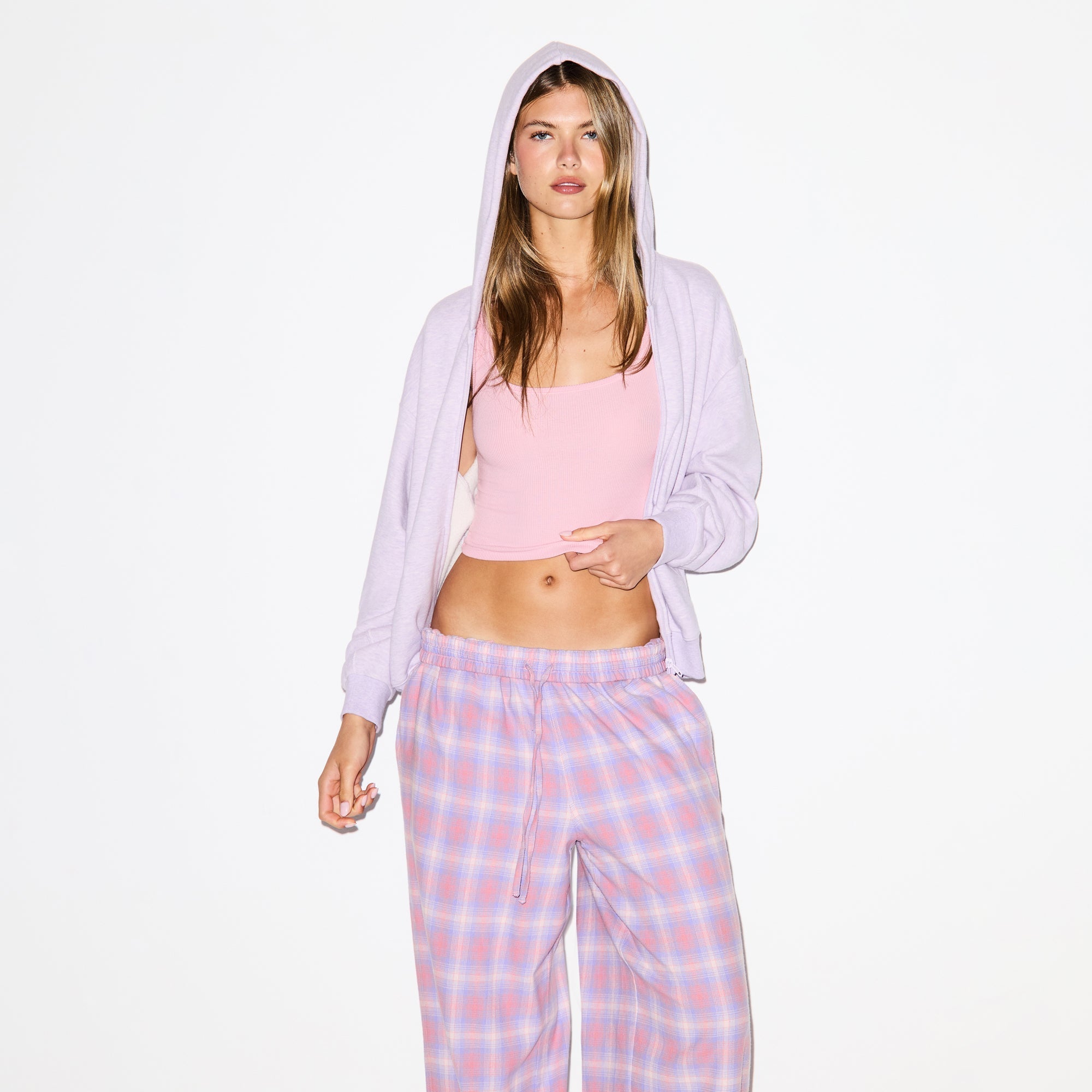 FLANNEL SLEEP OVERSIZED PANT | COTTON CANDY PLAID