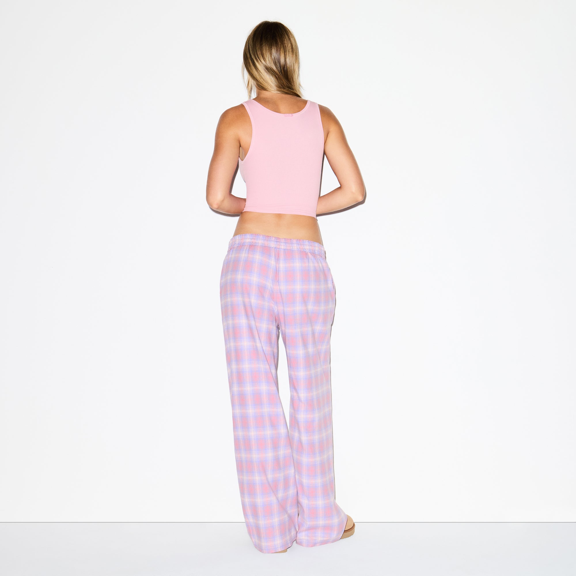 FLANNEL SLEEP OVERSIZED PANT | COTTON CANDY PLAID