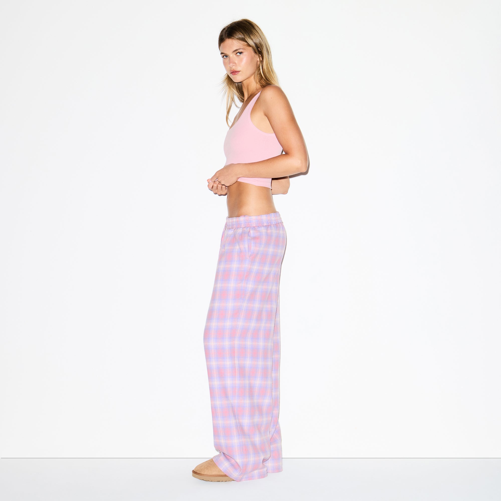 FLANNEL SLEEP OVERSIZED PANT | COTTON CANDY PLAID