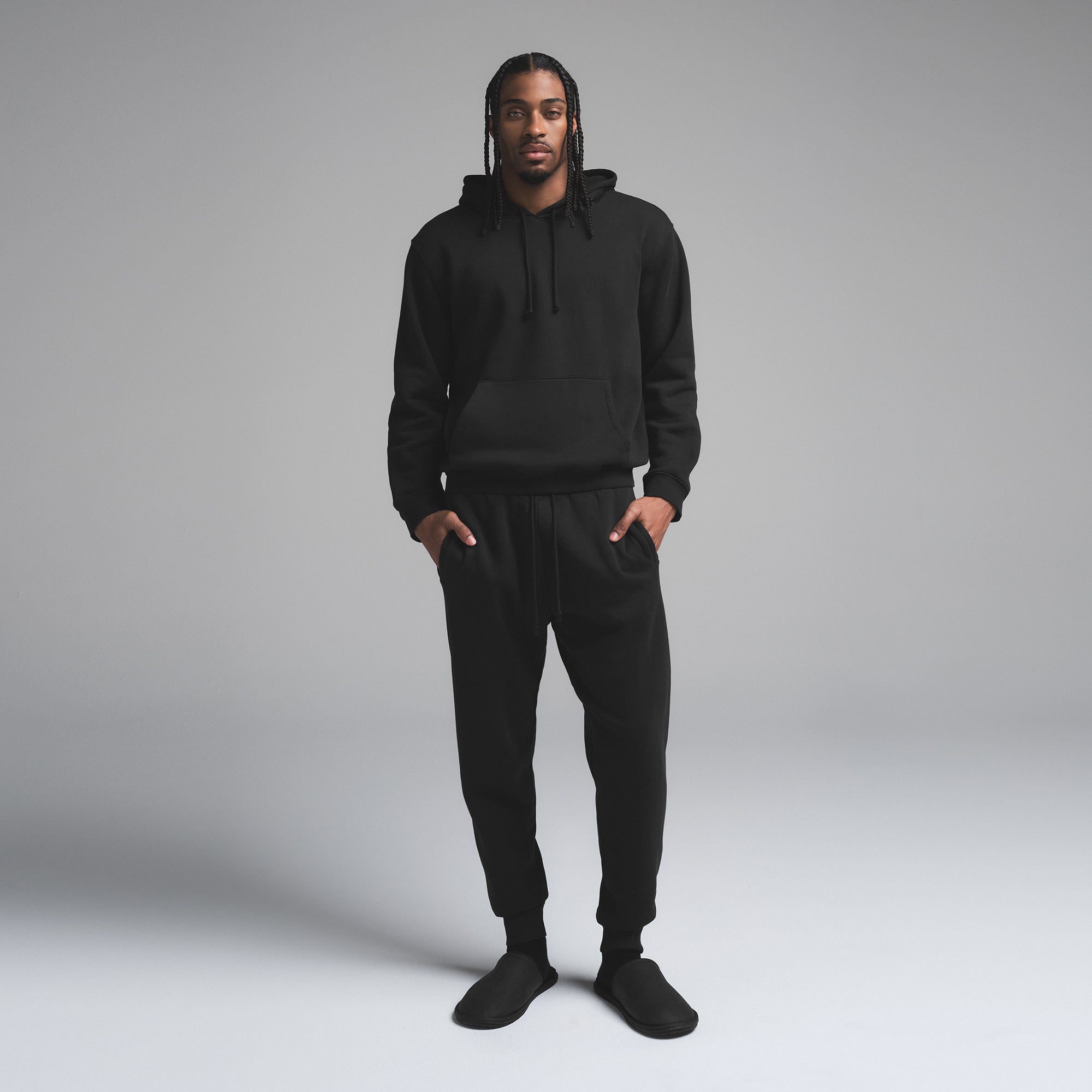 FLEECE LOUNGE MENS TAPERED JOGGER | WASHED ONYX