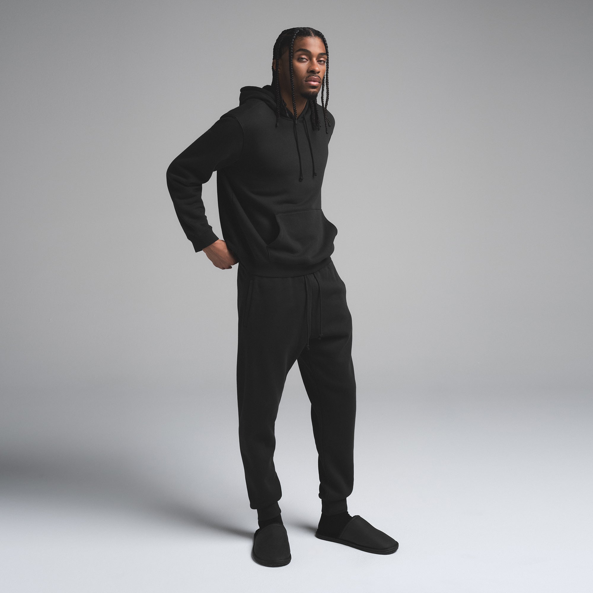 FLEECE LOUNGE MENS TAPERED JOGGER | WASHED ONYX