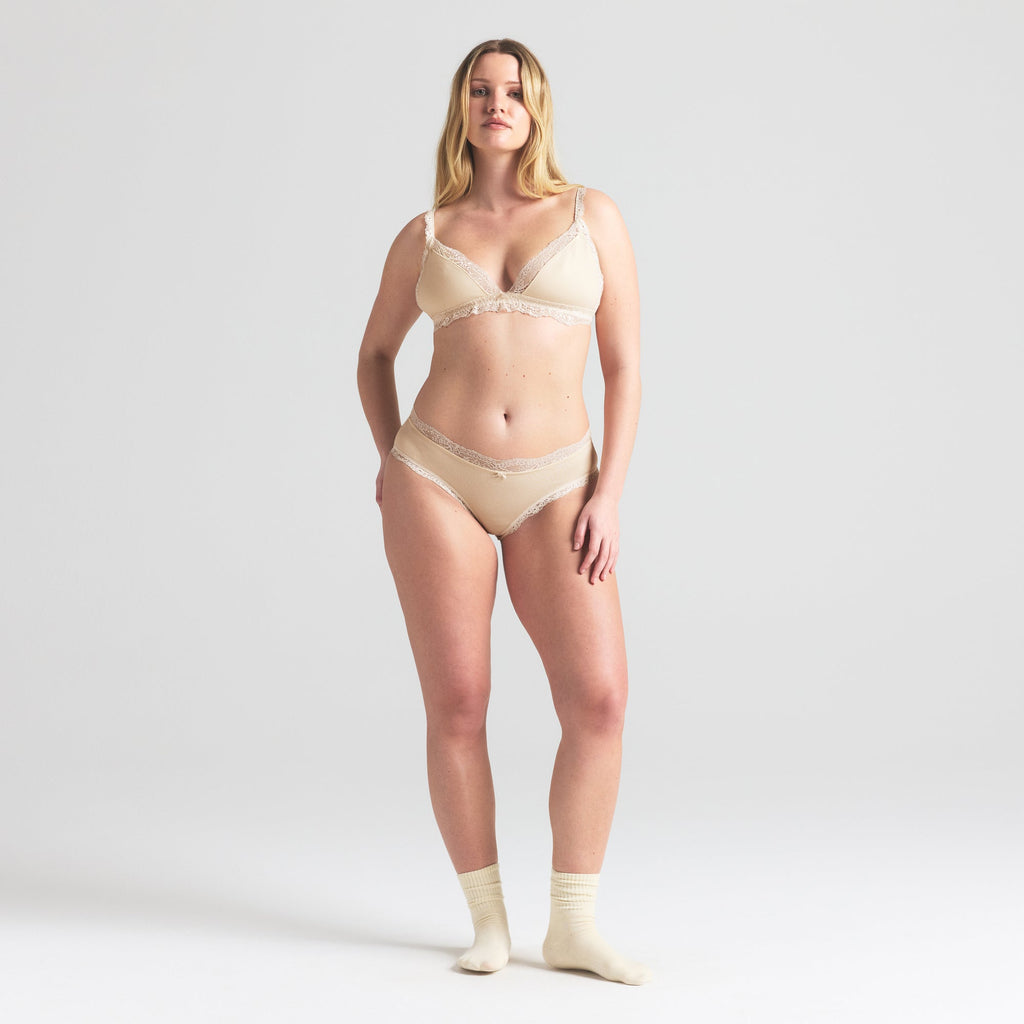 COTTON JERSEY LACE BRIEF | BUTTER