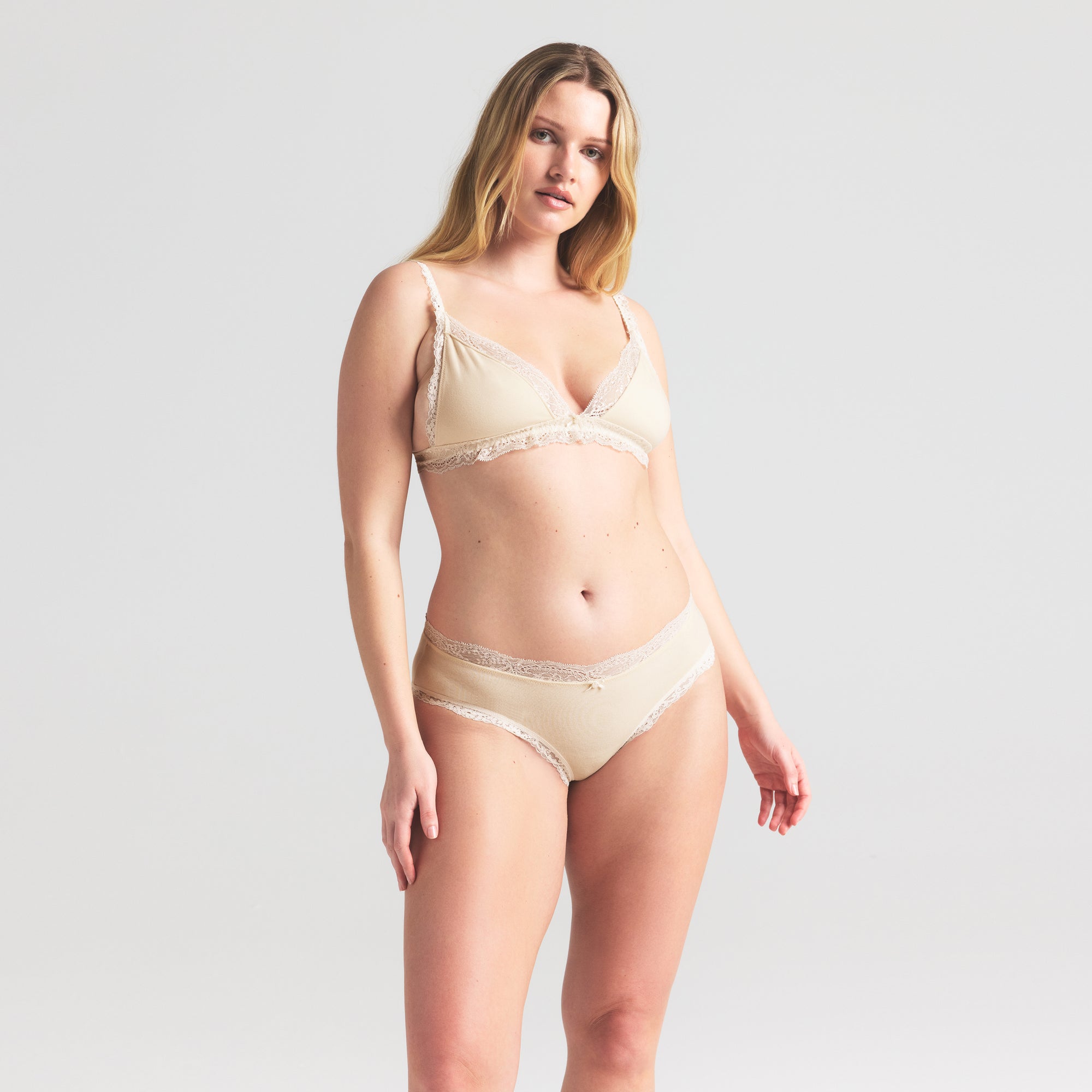 COTTON JERSEY LACE BRIEF | BUTTER