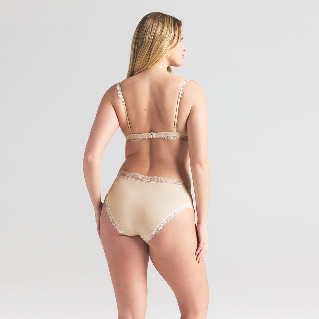 COTTON JERSEY LACE BRIEF | BUTTER