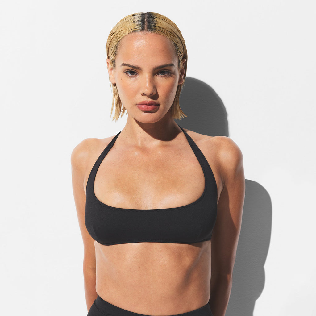 SIGNATURE SWIM HALTER SCOOP BIKINI TOP | ONYX