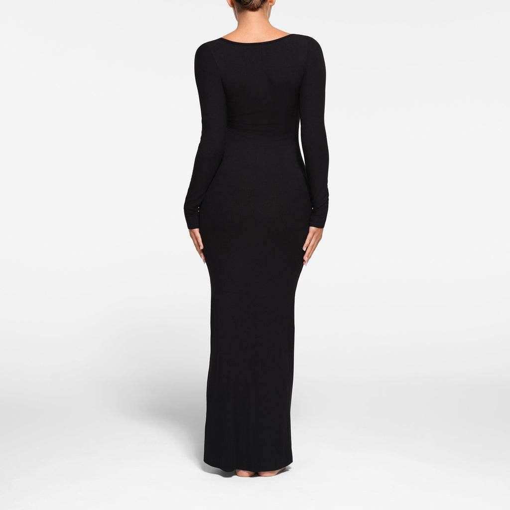 SOFT LOUNGE PETITE LONG SLEEVE DRESS | ONYX