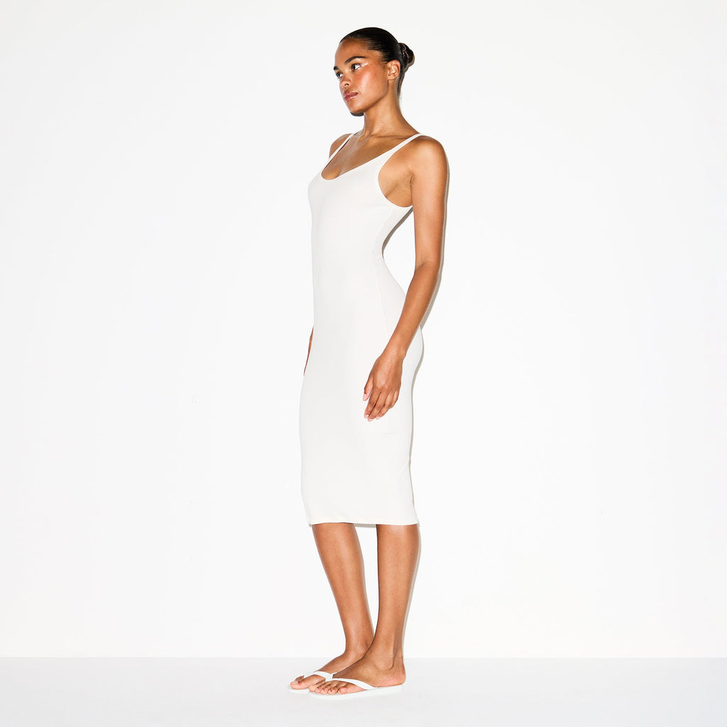 COTTON RIB TANK MIDI DRESS | MARBLE