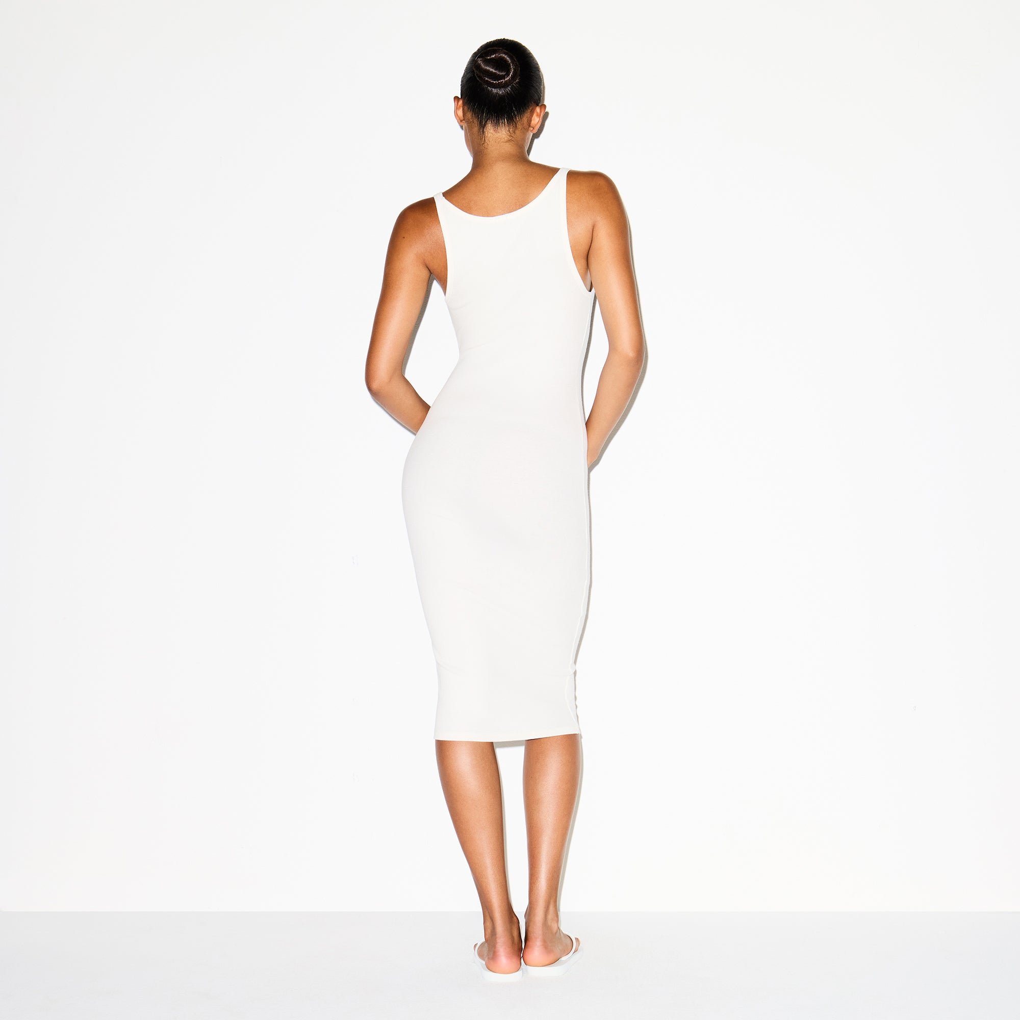COTTON RIB TANK MIDI DRESS | MARBLE