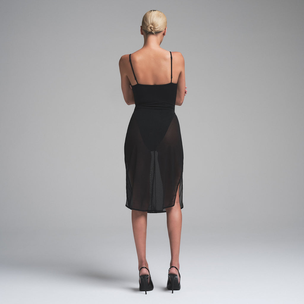 SKIMS BODY MESH PLUNGE MIDI DRESS | ONYX
