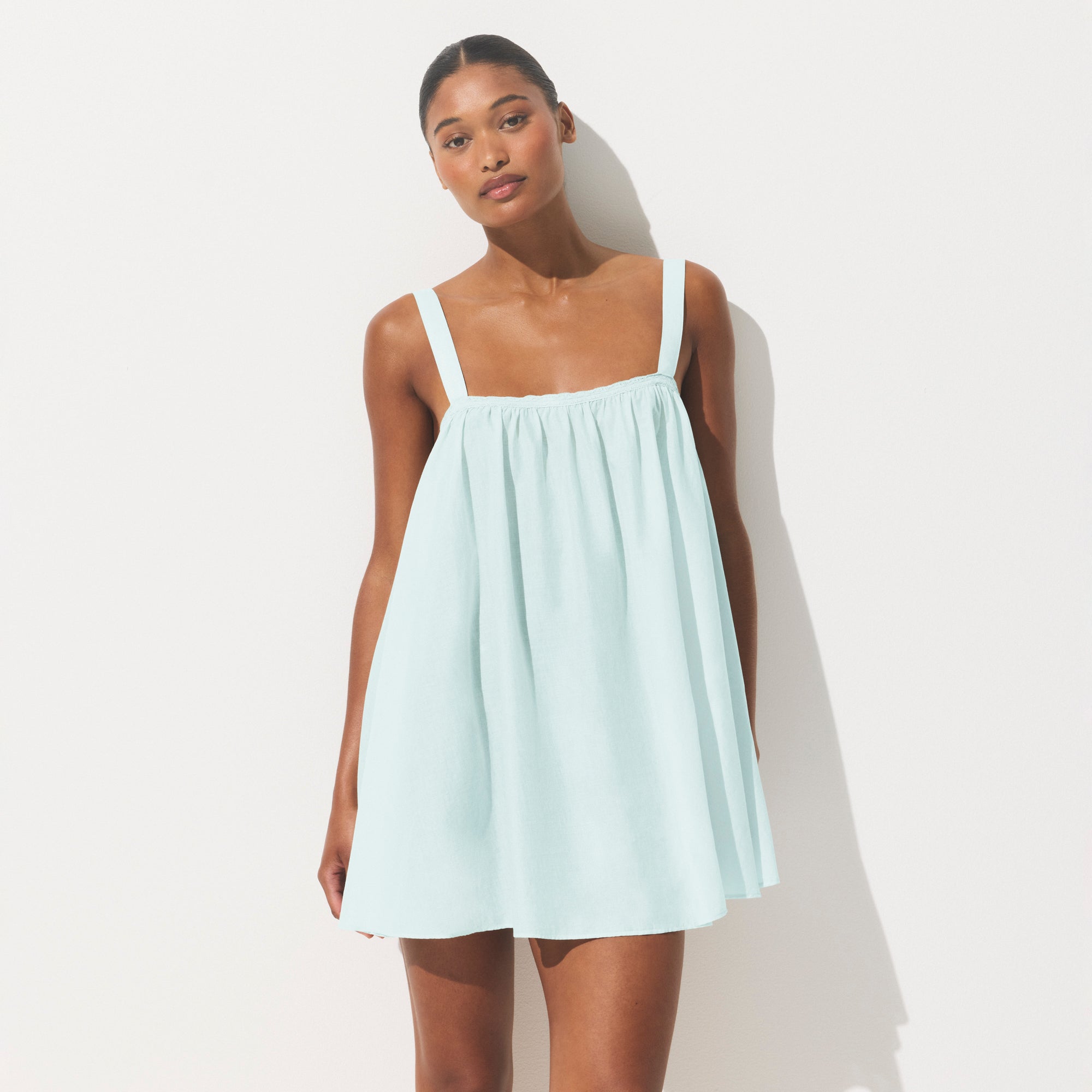 COTTON VOILE MINI DRESS | FROST