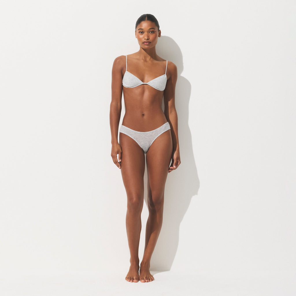 SHEER RIB LOW RISE HIPSTER | LIGHT HEATHER GREY