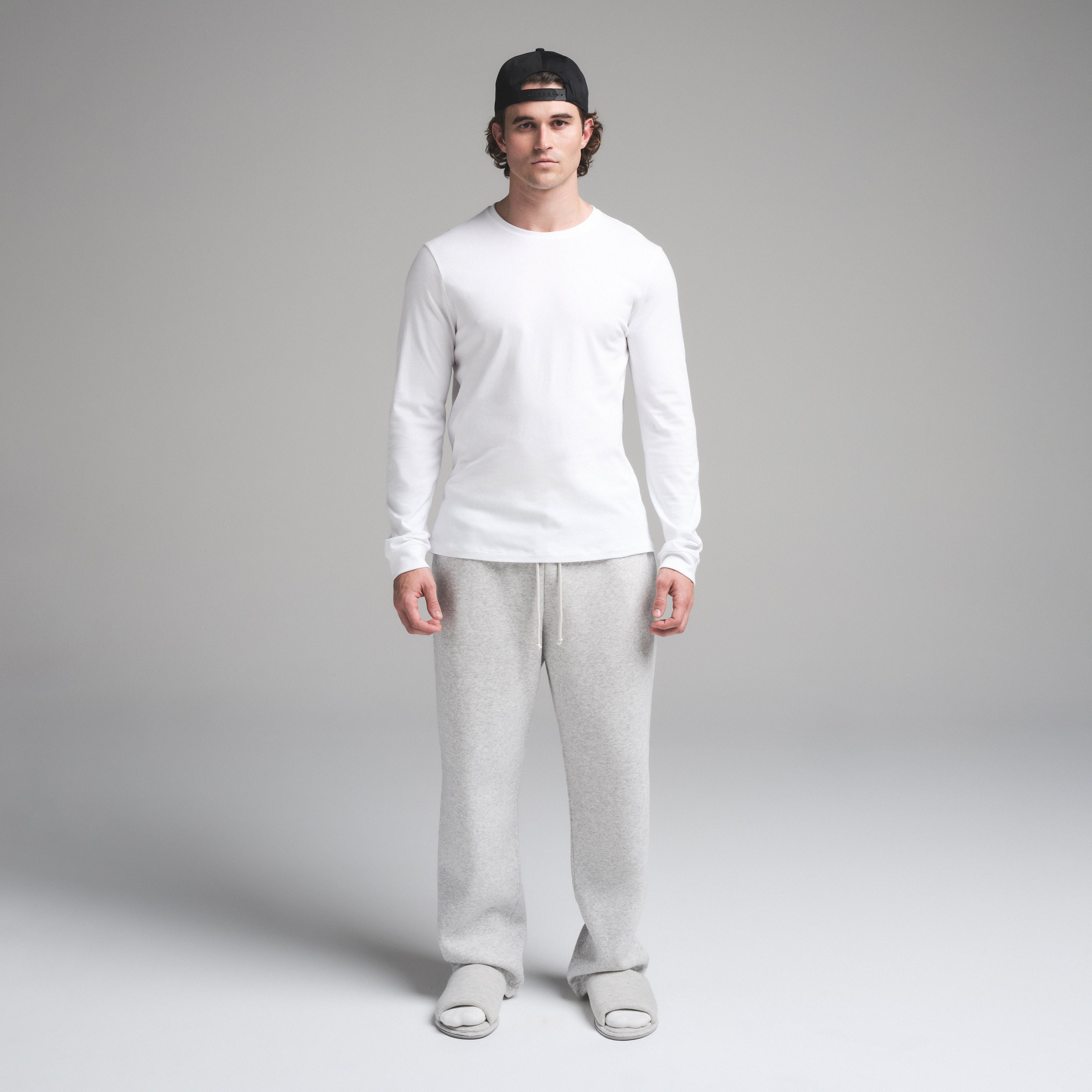 SKIMS COTTON MENS CLASSIC LONG SLEEVE T-SHIRT | CHALK