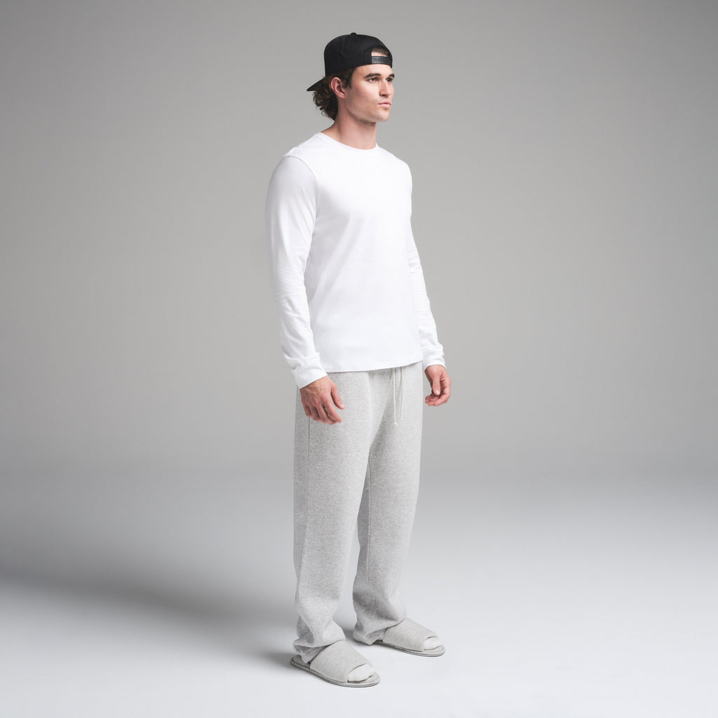 SKIMS COTTON MENS CLASSIC LONG SLEEVE T-SHIRT | CHALK