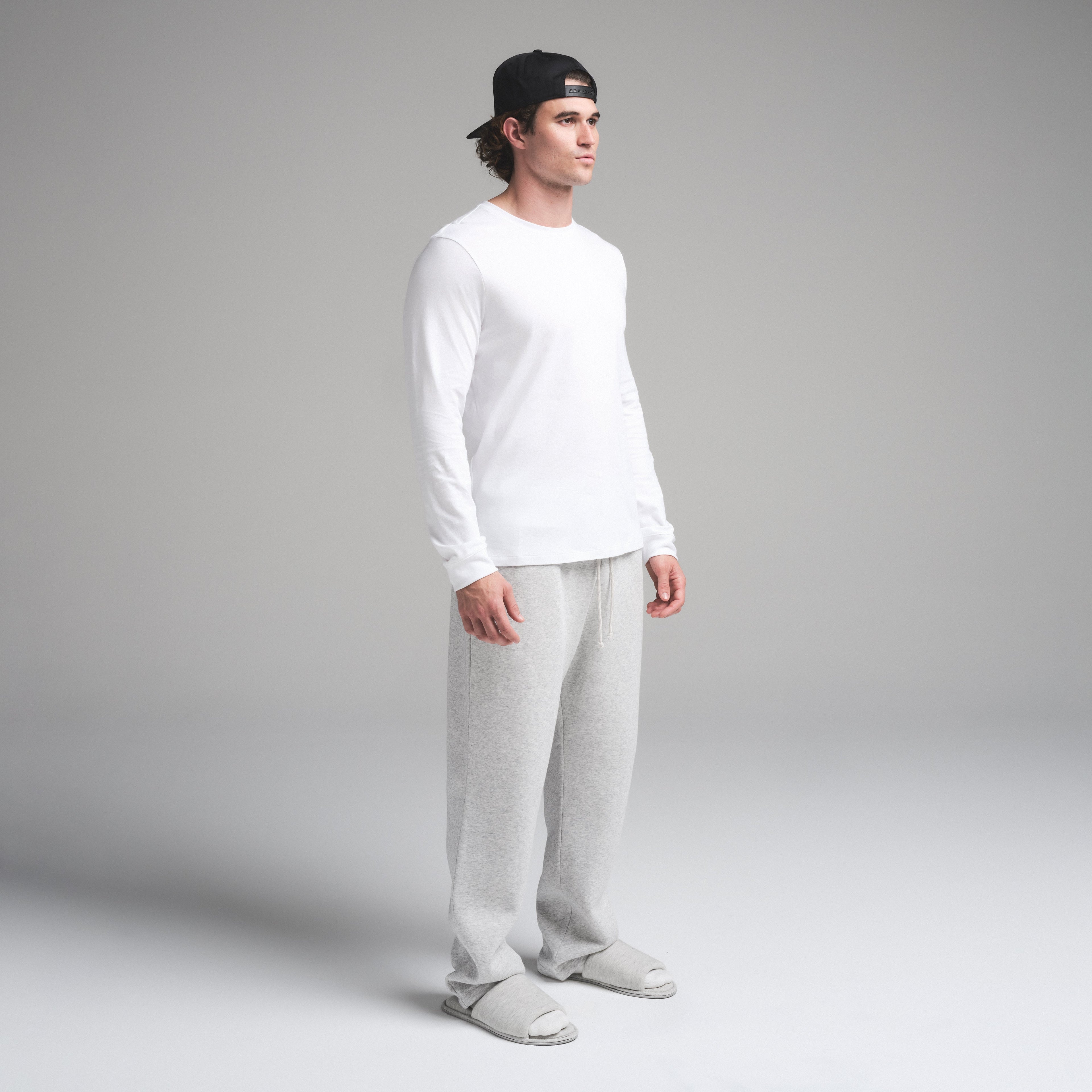 SKIMS COTTON MENS CLASSIC LONG SLEEVE T-SHIRT | CHALK
