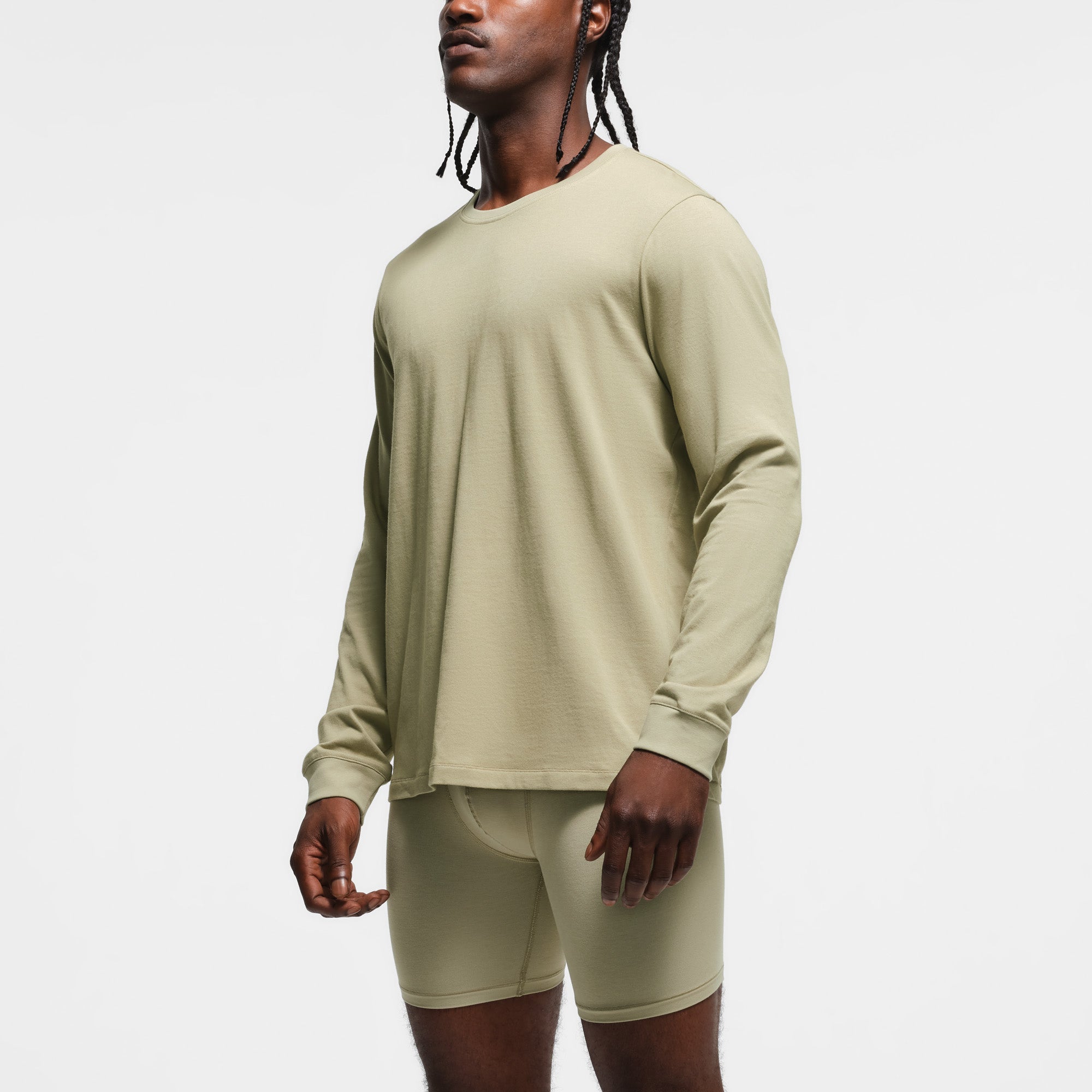 SKIMS COTTON MENS CLASSIC LONG SLEEVE T-SHIRT | PHOSPHORUS