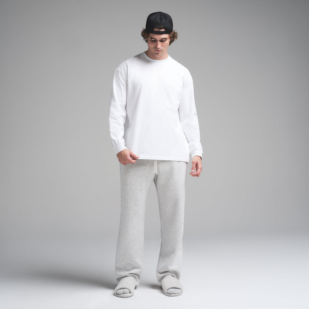 HEAVYWEIGHT COTTON MENS RELAXED LONG SLEEVE T-SHIRT | CHALK