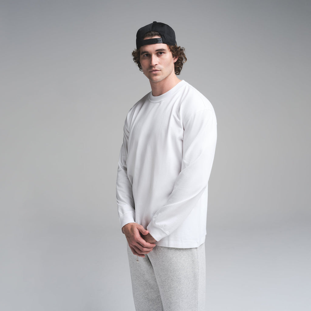 HEAVYWEIGHT COTTON MENS RELAXED LONG SLEEVE T-SHIRT | CHALK