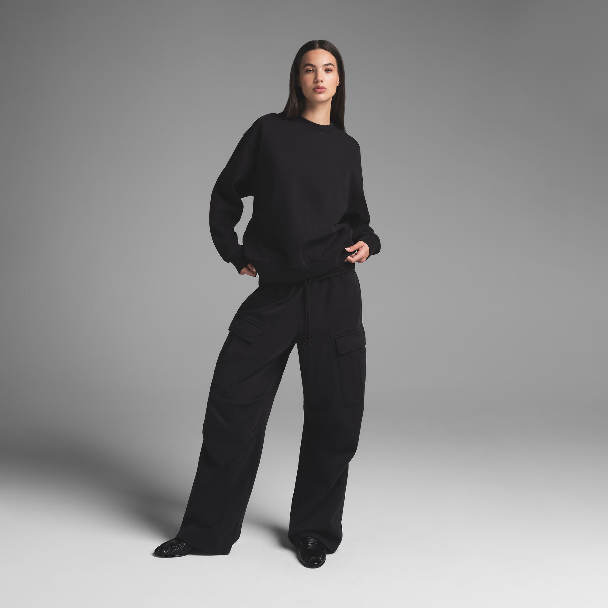 BOYFRIEND FLEECE CREWNECK | WASHED ONYX