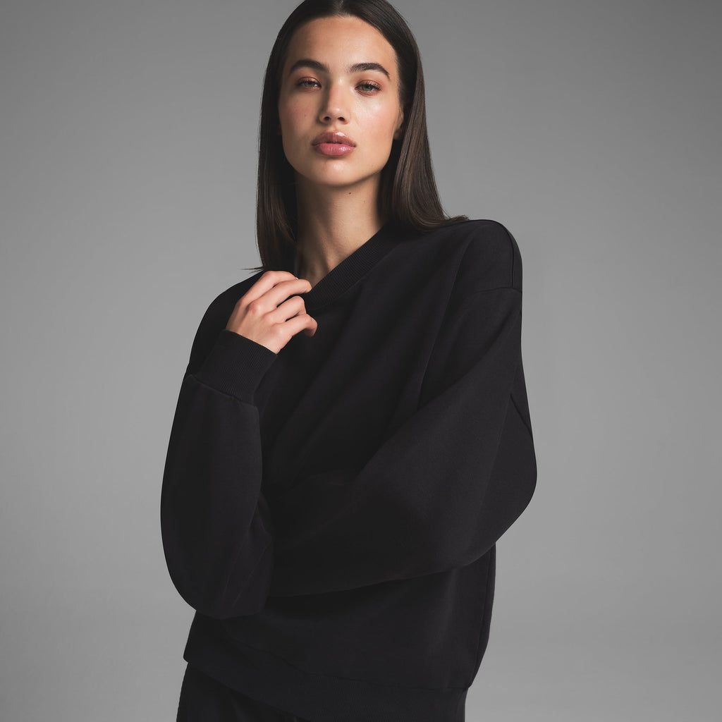 BOYFRIEND FLEECE CREWNECK | WASHED ONYX