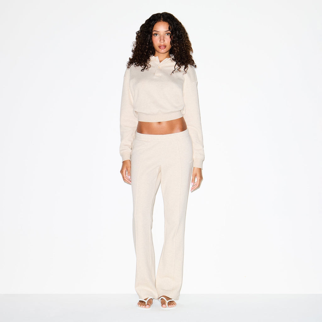 COTTON FLEECE POLO SWEATSHIRT | OATMEAL HEATHER