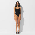 ICONIC SWIM SQUARE NECK ONE PIECE | OBSIDIAN