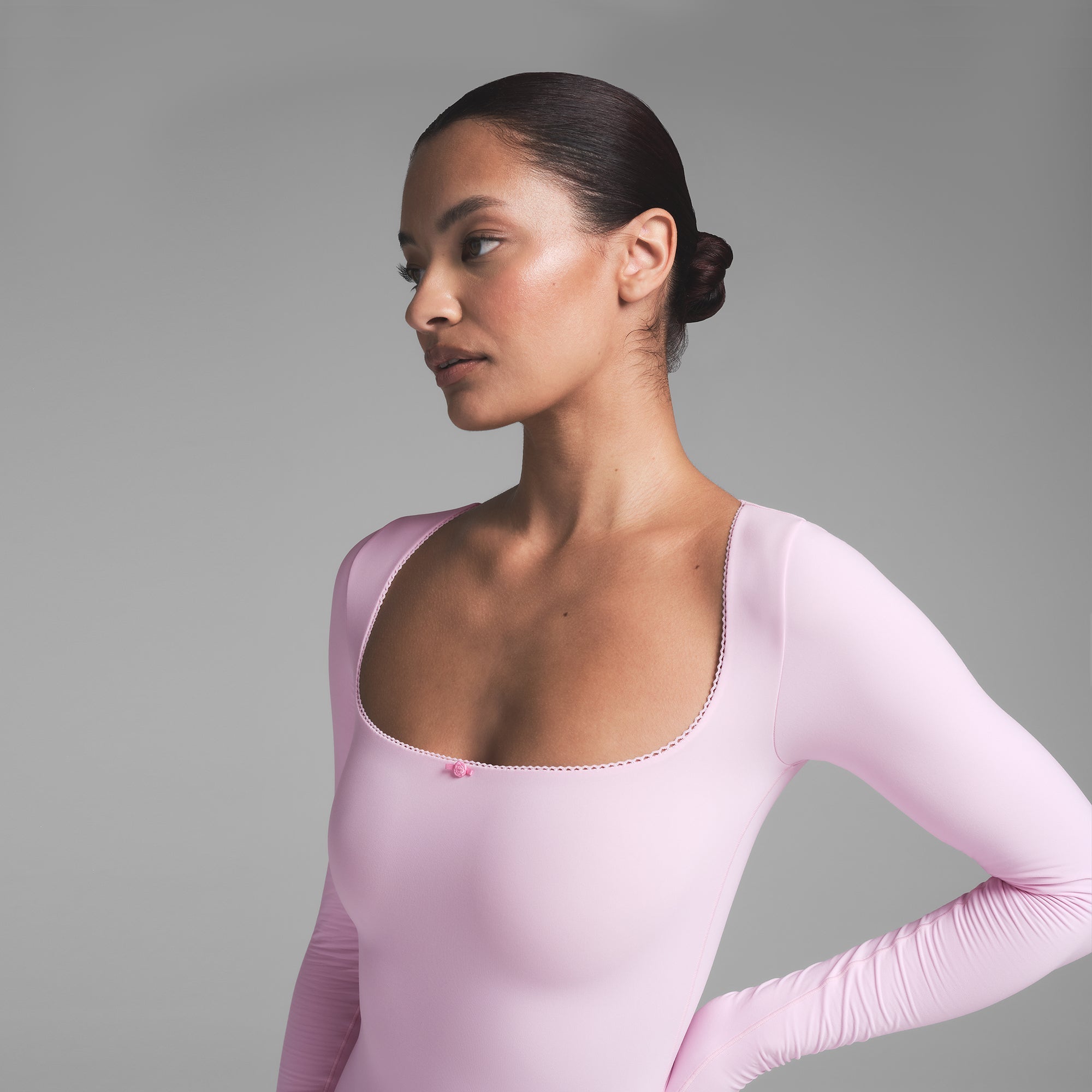 FITS EVERYBODY PICOT LONG SLEEVE ONESIE | CHERRY BLOSSOM TONAL