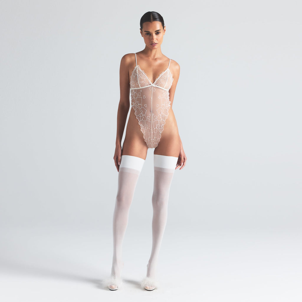 EMBROIDERED TULLE TEDDY | MARBLE