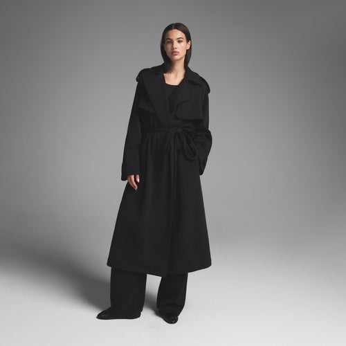 BOYFRIEND FLEECE OVERSIZED TRENCH COAT | WASHED ONYX