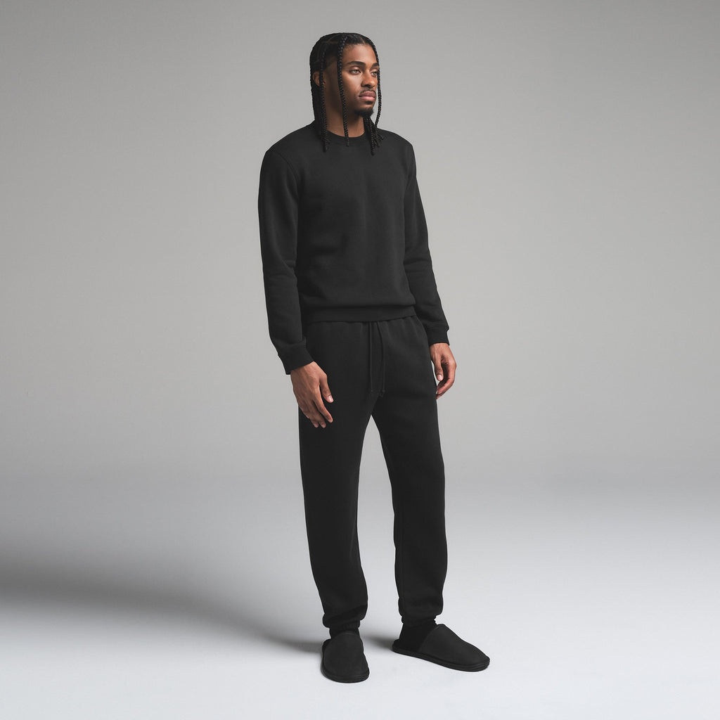 FLEECE LOUNGE MENS CLASSIC CREWNECK | WASHED ONYX