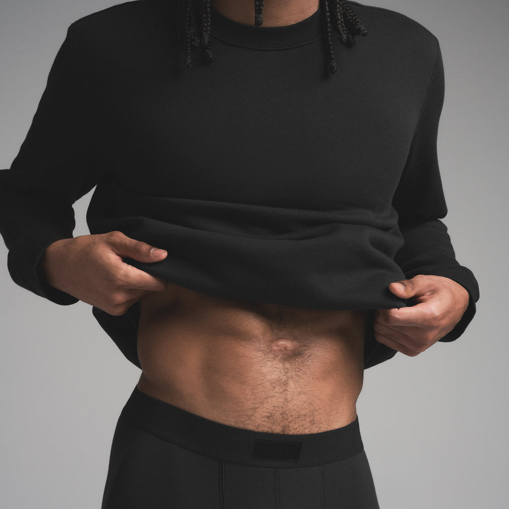 FLEECE LOUNGE MENS CLASSIC CREWNECK | WASHED ONYX