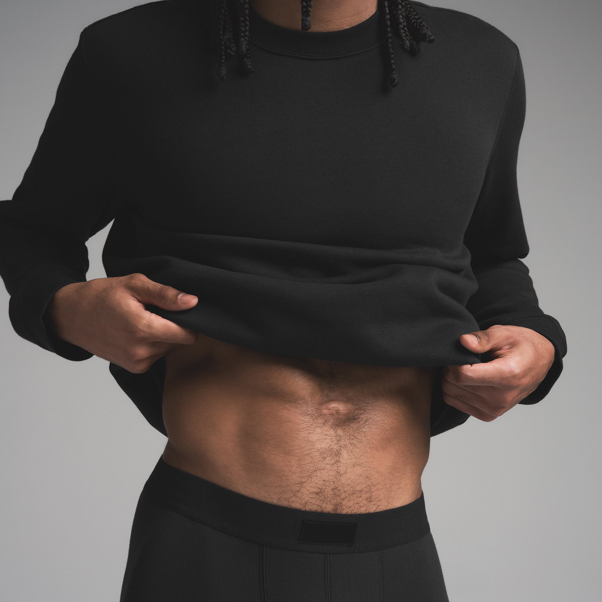 FLEECE LOUNGE MENS CLASSIC CREWNECK | WASHED ONYX