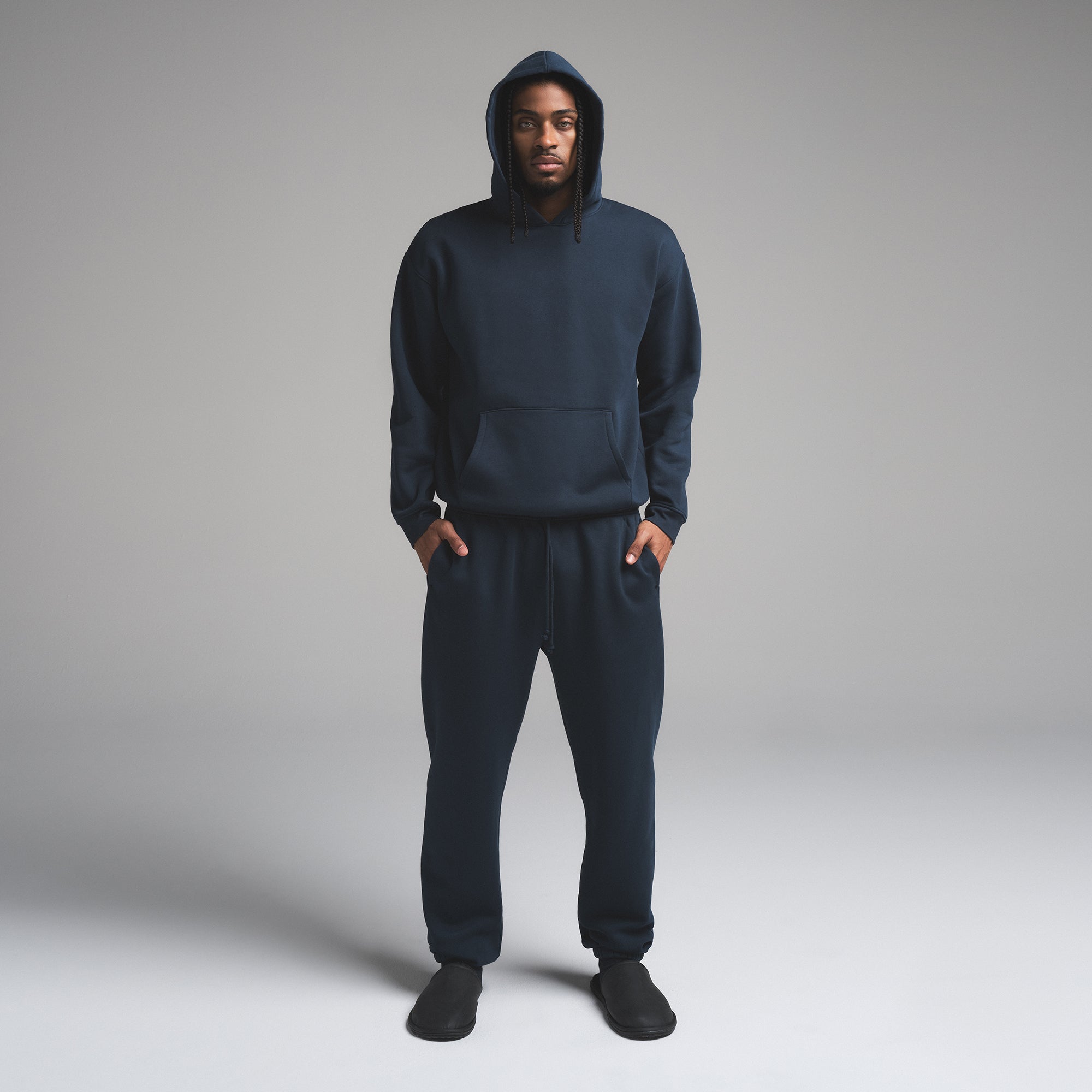 FLEECE LOUNGE MENS RELAXED HOODIE | NAVY