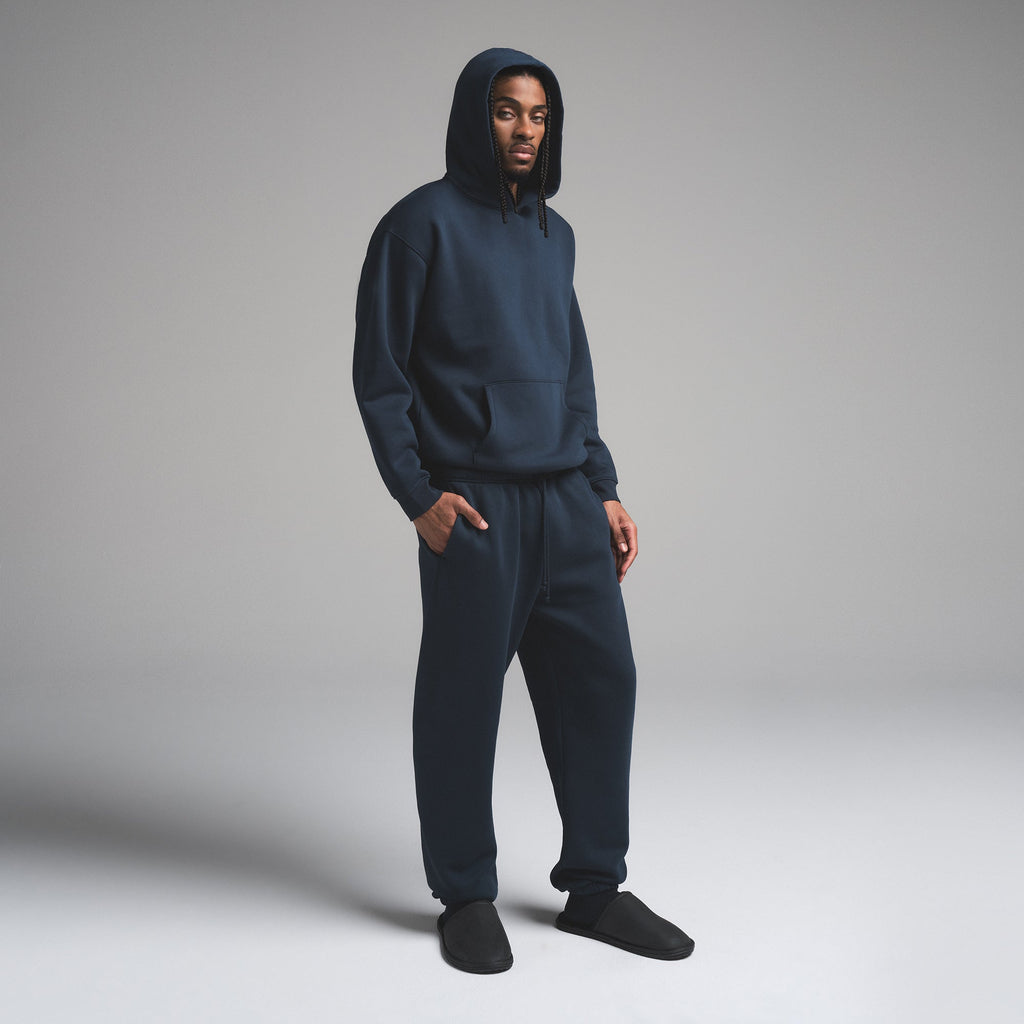 FLEECE LOUNGE MENS RELAXED HOODIE | NAVY