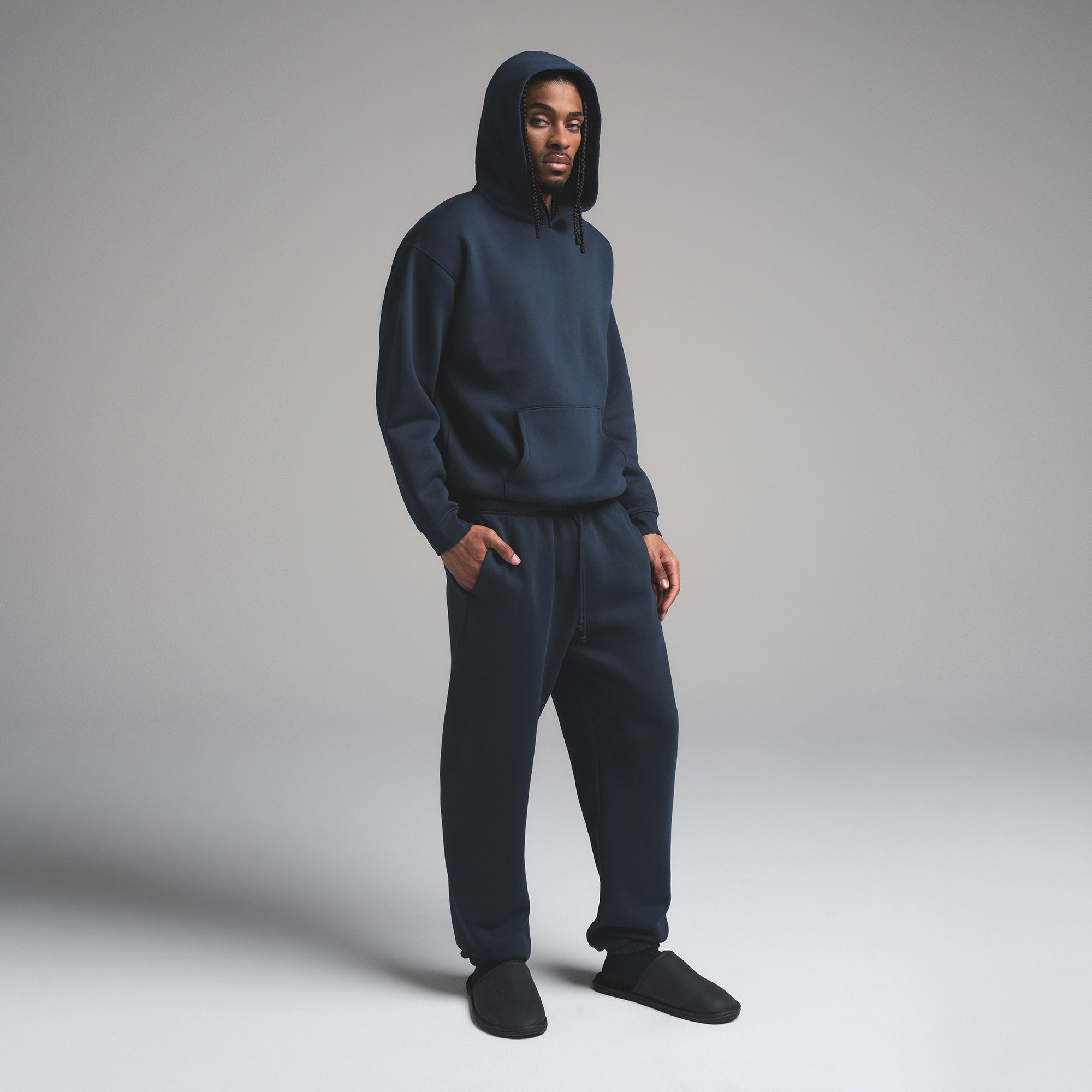 FLEECE LOUNGE MENS RELAXED HOODIE | NAVY