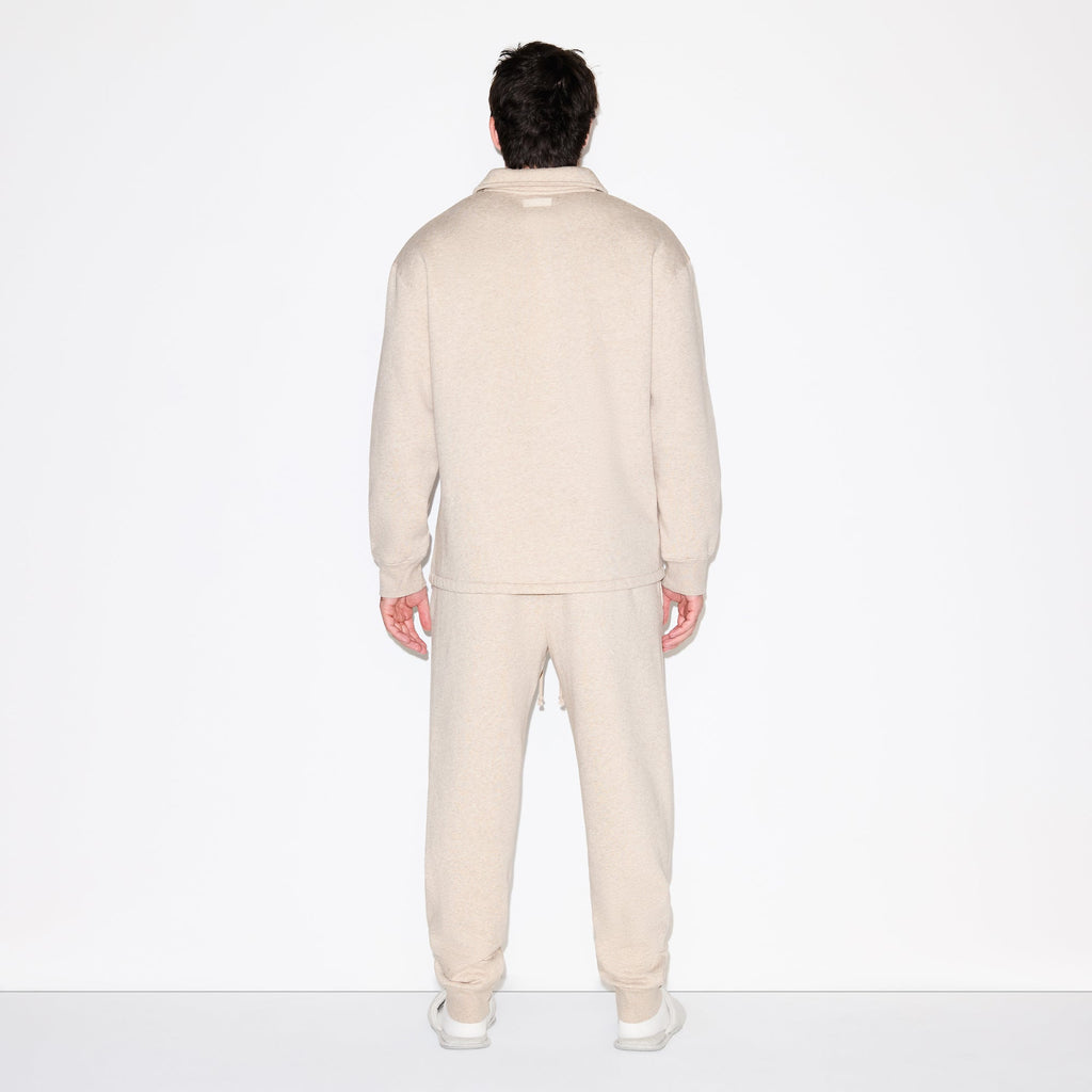 FLEECE LOUNGE MENS RELAXED POLO | DESERT HEATHER GREY