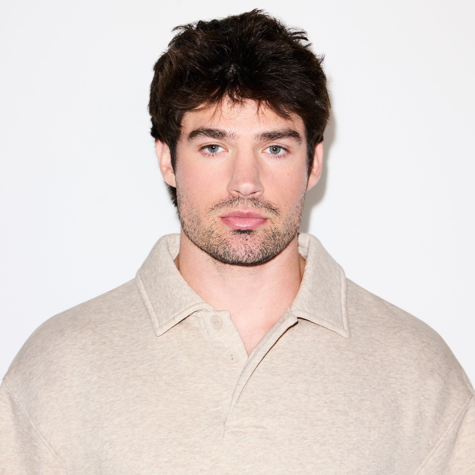 FLEECE LOUNGE MENS RELAXED POLO | DESERT HEATHER GREY