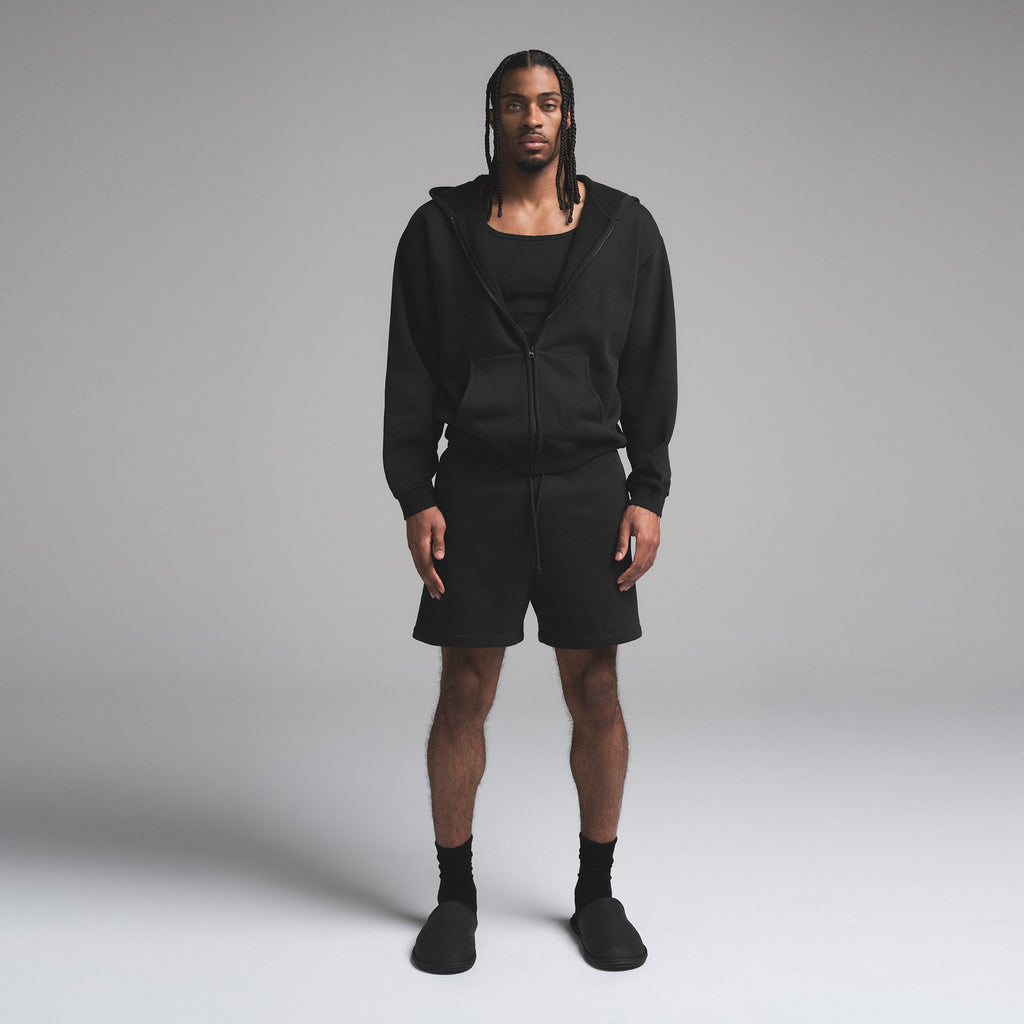 FLEECE LOUNGE MENS RELAXED ZIP UP HOODIE | WASHED ONYX