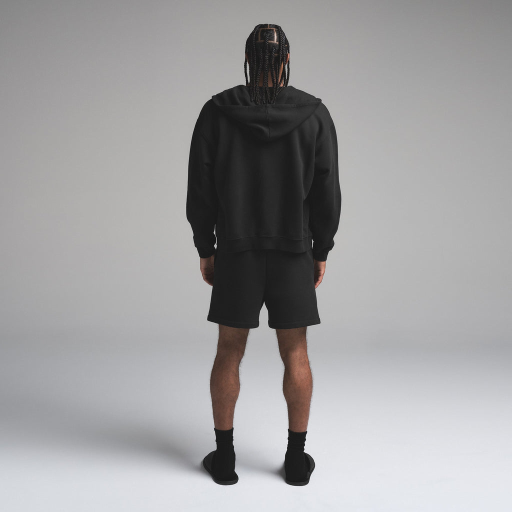 FLEECE LOUNGE MENS RELAXED ZIP UP HOODIE | WASHED ONYX