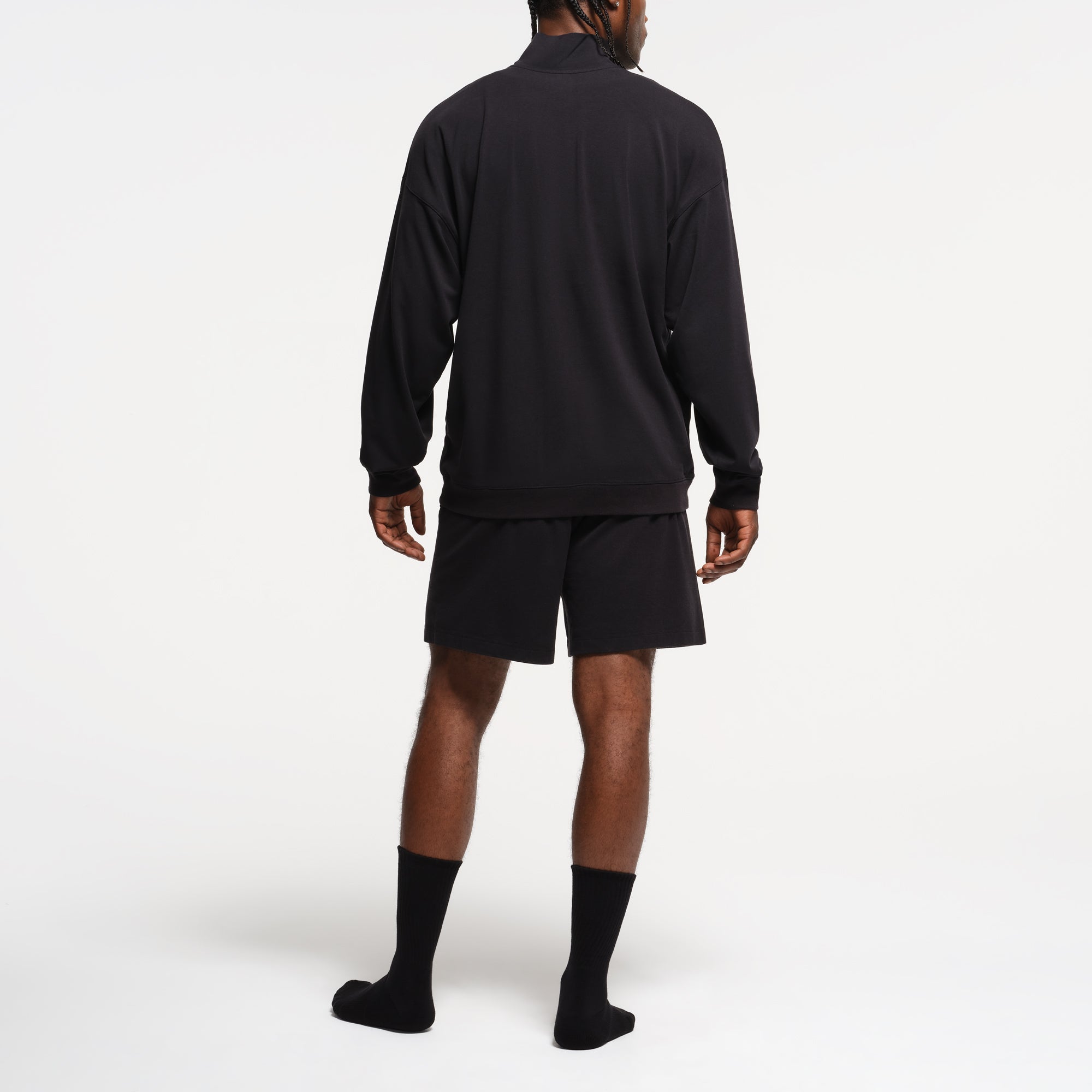 JERSEY LOUNGE MENS RELAXED QUARTER ZIP PULLOVER | OBSIDIAN