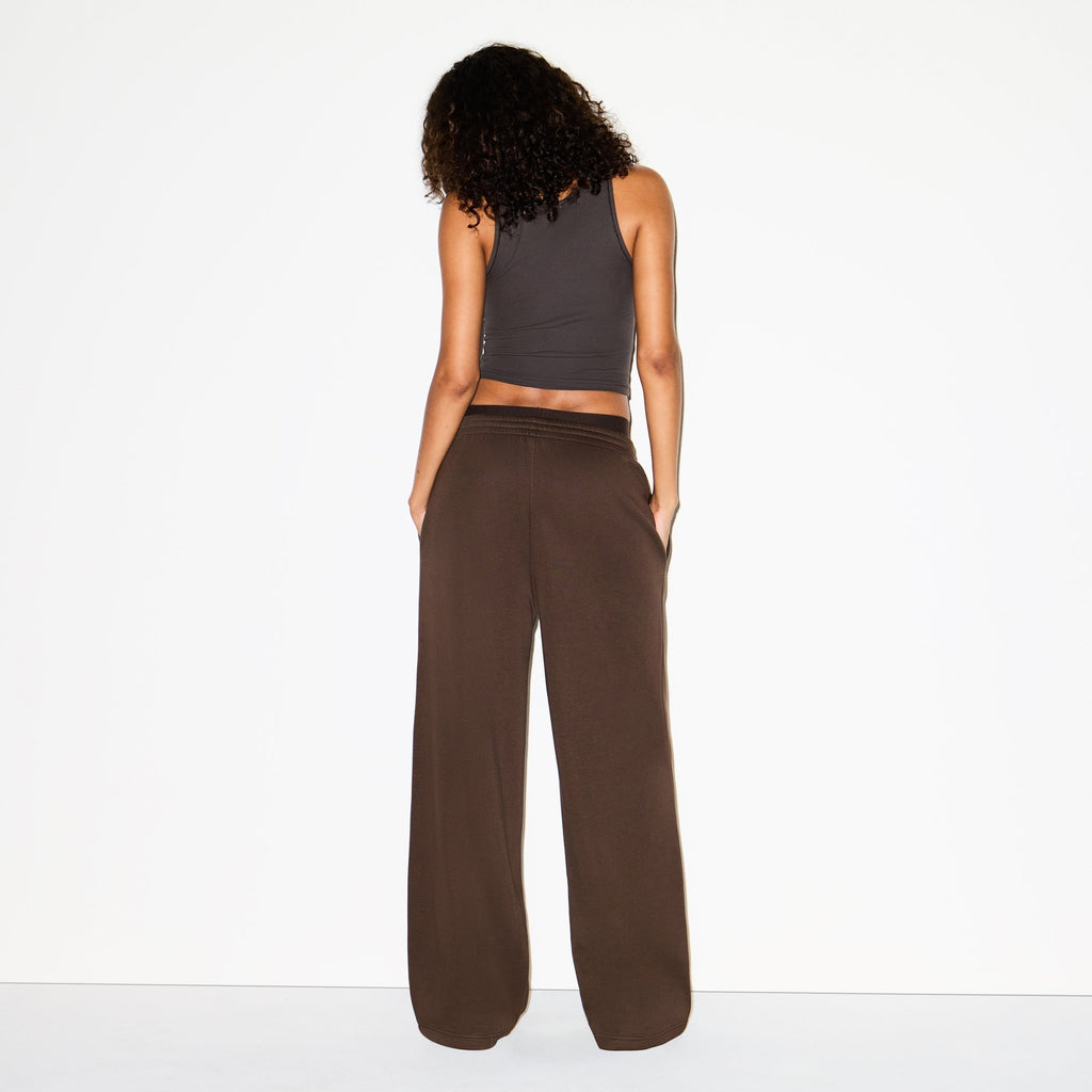 COTTON FLEECE OVERSIZED DOUBLE WAISTBAND PANT | DARK SEPIA