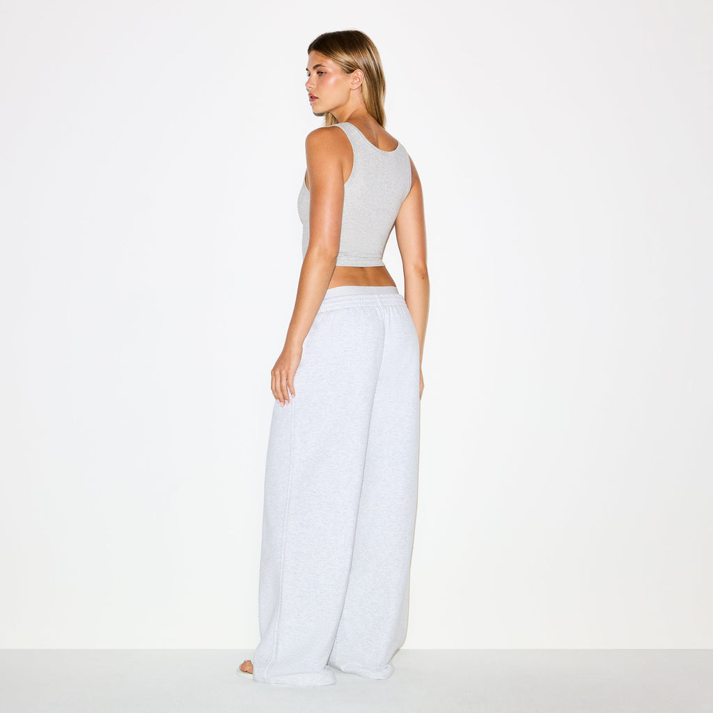 COTTON FLEECE OVERSIZED DOUBLE WAISTBAND PANT | LIGHT HEATHER GREY
