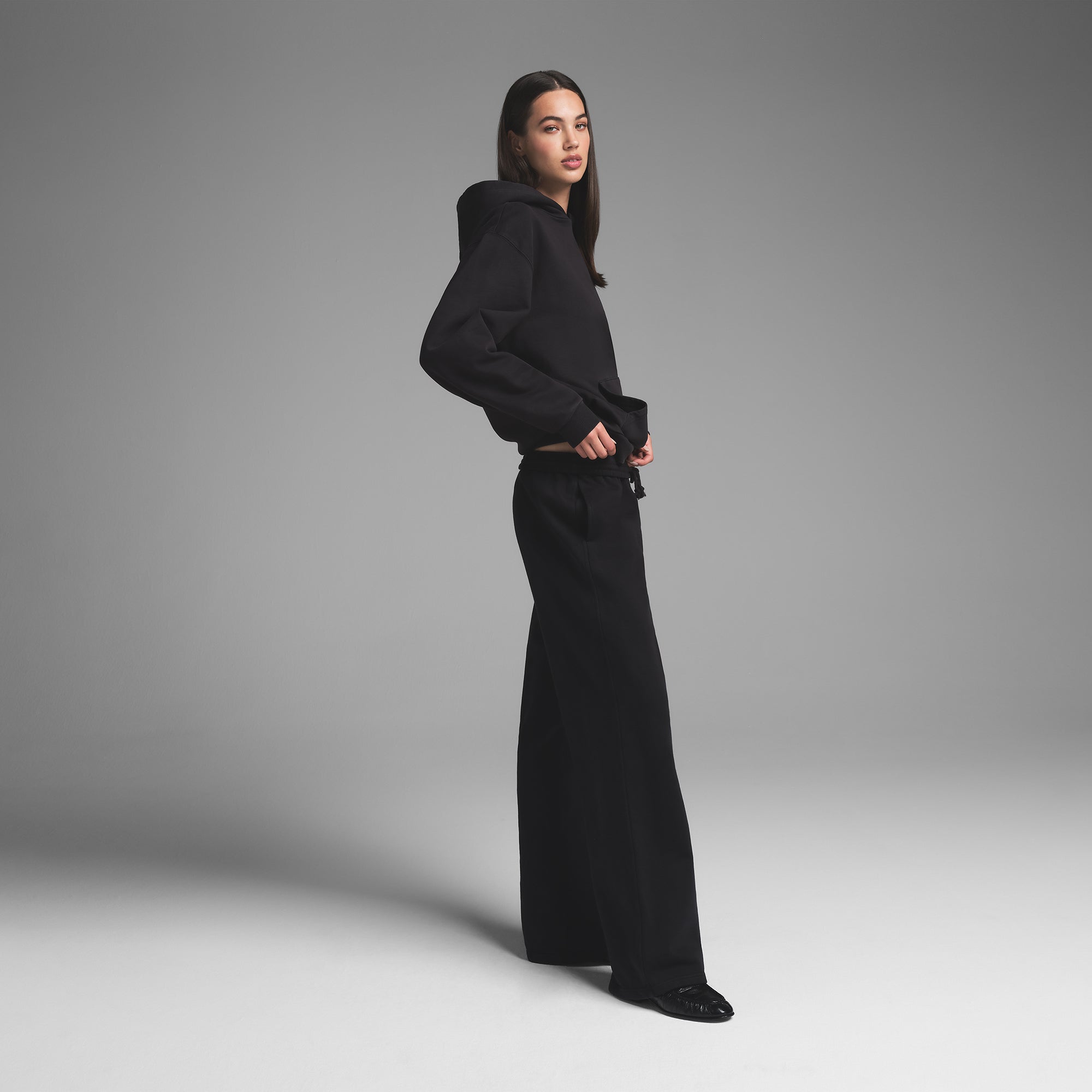 BOYFRIEND FLEECE STRAIGHT LEG PANT | WASHED ONYX