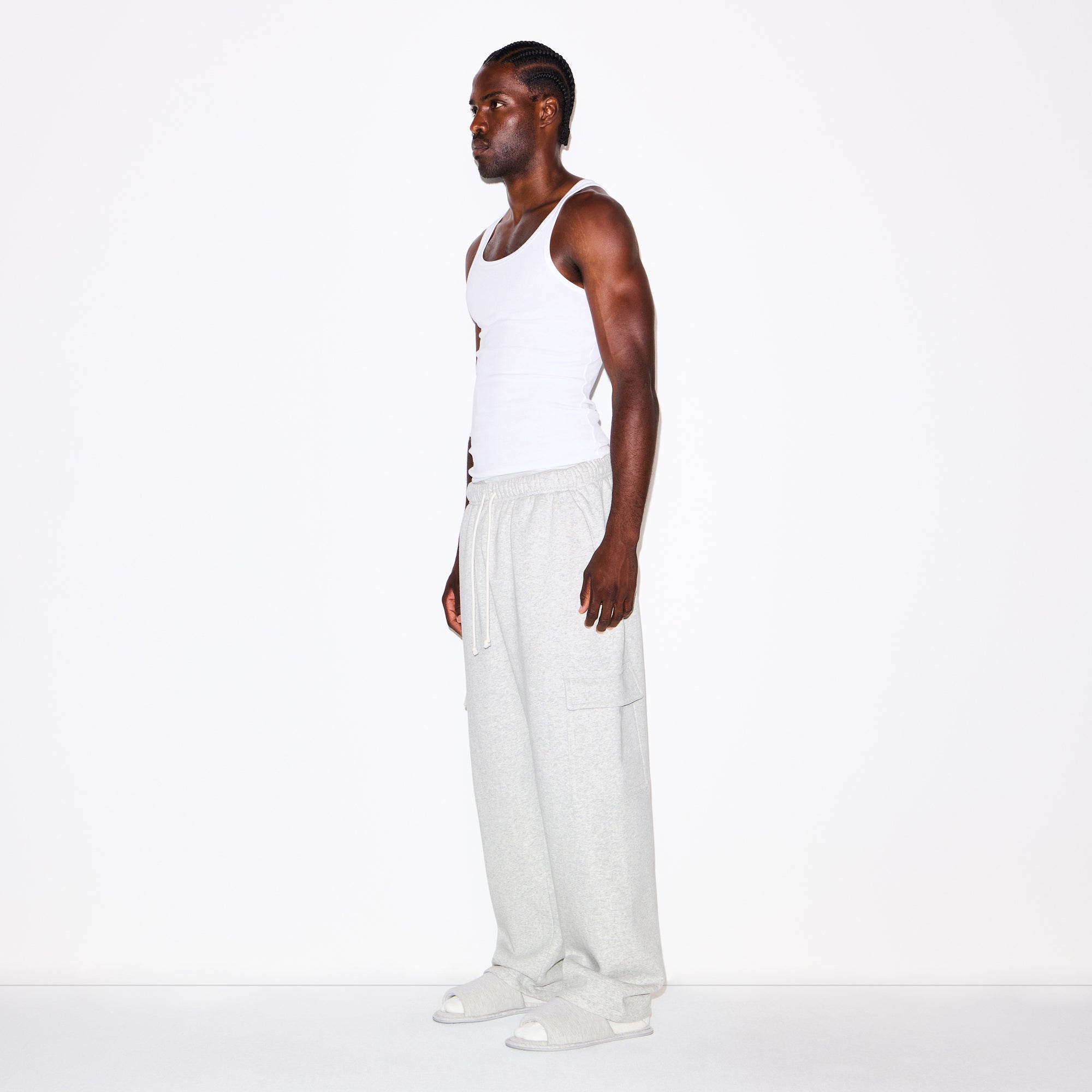 FLEECE LOUNGE MENS CARGO PANT | LIGHT HEATHER GREY