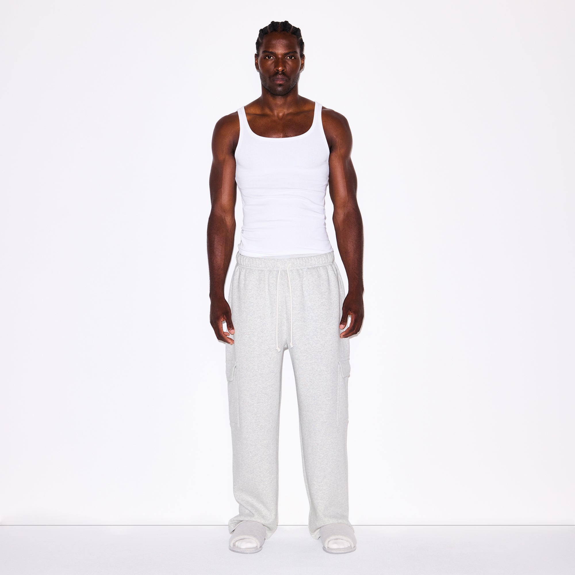 FLEECE LOUNGE MENS CARGO PANT | LIGHT HEATHER GREY